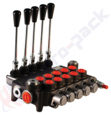 product 80 liter monoblock control valve with metering curve, 5Z80 , five spools , G 1/2" , open center spool thumb