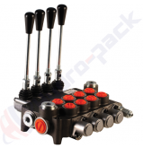 product 80 liter monoblock control valve with metering curve, 4Z80 , four spools , G 1/2" , open center spool thumb