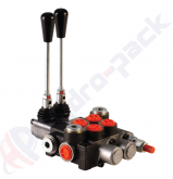 product 50 liter monoblock control valve with metering curve, 2Z50 , two spools , G 3/8" , open center spool thumb