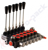 product 50 liter monoblock control valve with metering curve, 6Z50 , six spools , G 3/8" , open center spool thumb
