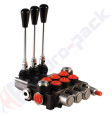 product 40 liter monoblock control valve, 3P40 , three spools , G 3/8" , open center spool thumb